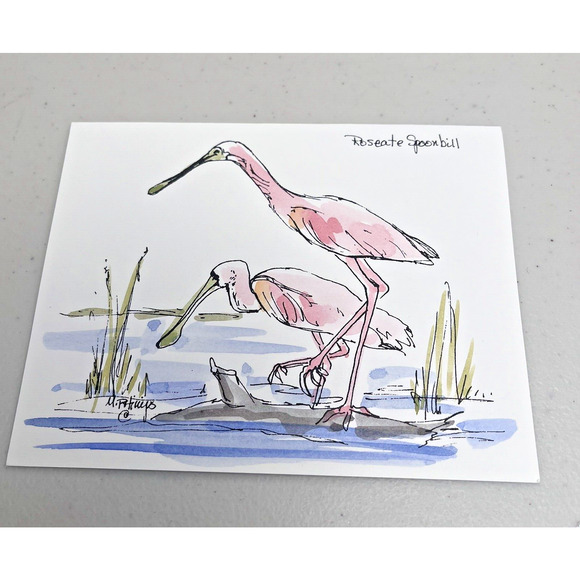 Hand painted Greeting Cards Shore Birds Cards Ink & Watercolor Signed 9 Blank - Picture 3 of 16